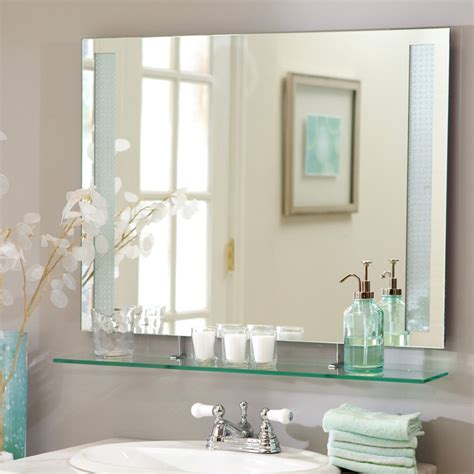This Frameless Roxi Mirror With Shelf Will Be A Beautiful Addition To