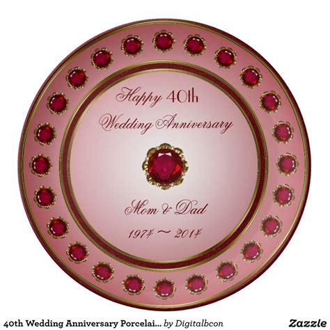 40th Wedding Anniversary Porcelain Plate 40th Wedding