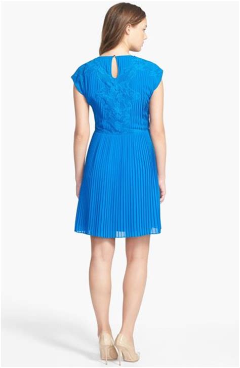 Ted Baker Pleated Lace A Line Dress In Blue Lyst