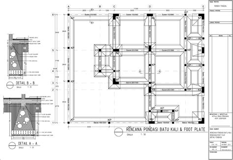 Gambar Kerja Rencana Pondasi Rumah File Dwg Autocad Desain Pondasi