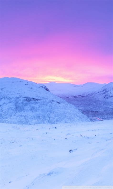 Pink Sunrise Snowy Mountains Winter Ultra Hd Desktop Background