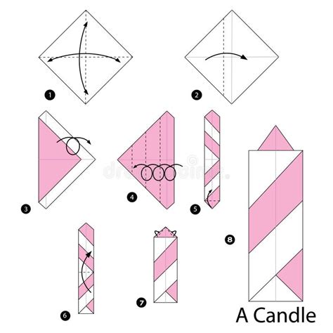 Istruzioni Graduali Come Rendere Ad Origami Un La Candela Illustrazione