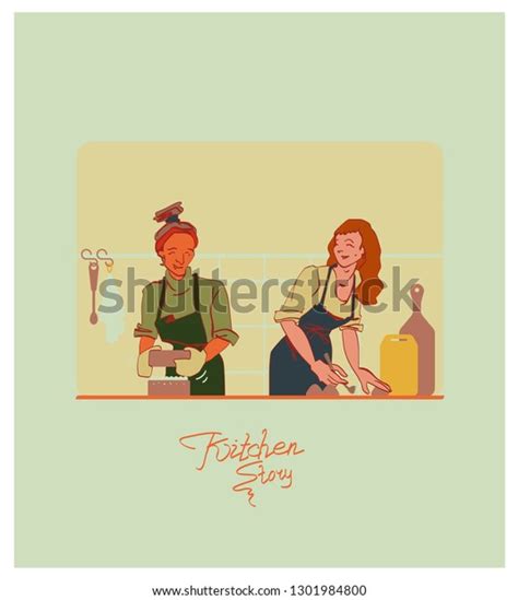 mom daughter baking together stock vector royalty free 1301984800 shutterstock