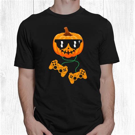 Halloween Gamer Costume Scary Pumpkin Video Gamer Shirt Teeuni