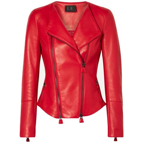 Red Leather Biker Jacket For Women