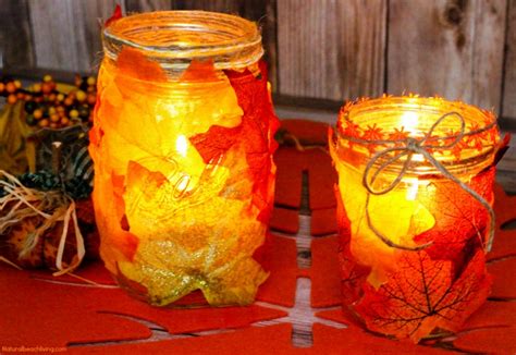How To Make Fall Leaf Candle Mason Jar Crafts Natural Beach Living