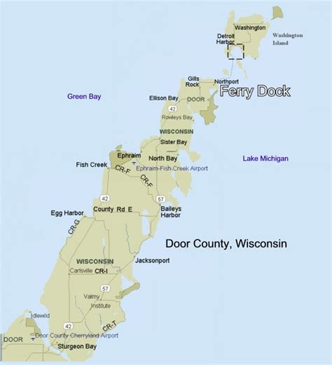 Door County Wisconsin Door County Map Wisconsin