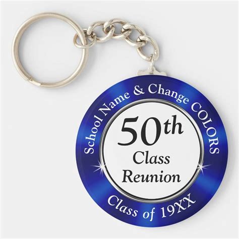 Personalized 50th Class Reunion Souvenirs Blue Keychain Zazzle