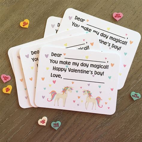 • fun for the whole family Unicorn Valentines Day Cards Fill in the Blank Cards Girls | Etsy in 2021 | Unicorn valentine ...