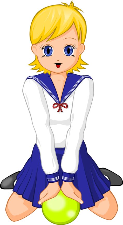 Onlinelabels Clip Art Anime Schoolgirl With Green Ball