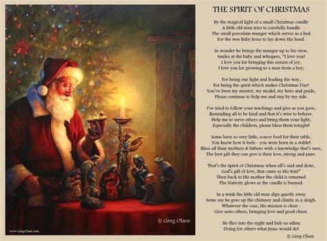 The Spirit Of Christmas By Greg Olsen Such A Sweet Poem About Santa