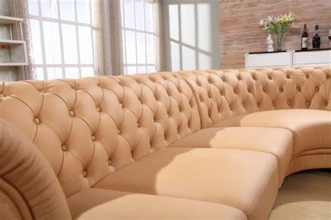 China Italy Top Grain Leather Chesterfield Luxury Big