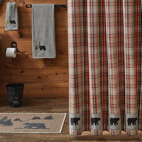 Bear Country Plaid Shower Curtain With Bear 72x72 By Park Designs