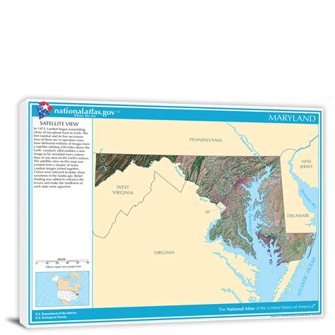 Maryland National Atlas Satellite View 2022 Canvas Wrap