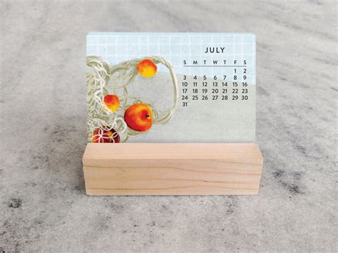 2022 Desk Calendar With Wood Stand Mini Desk Calendar 2022 Etsy