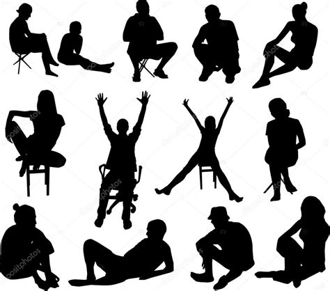 Sitting People Silhouettes — Stock Vector © Orfeev 36117431