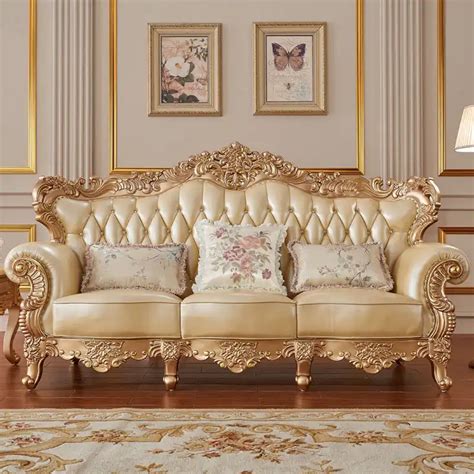 Classic Italian Royal Gold Carved Furniture Living Room Sofa Set Luxury