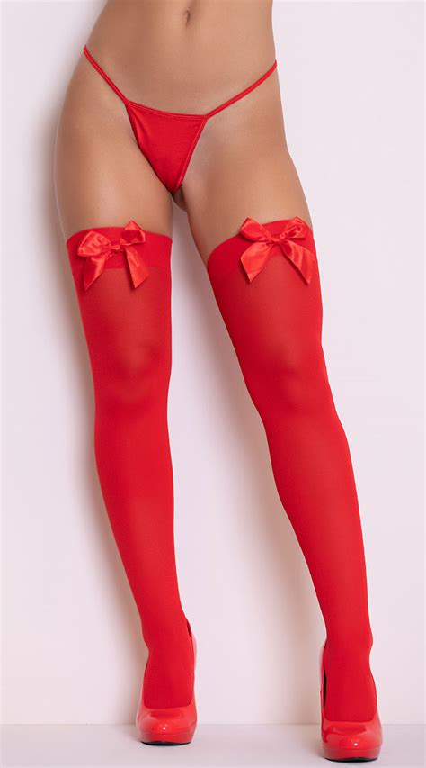 Thigh Highs With Satin Bow Thigh High Stockings With Satin Bow Satin