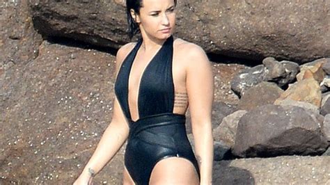 Demi Lovato S Sexy Plunging Swimsuit Found Shop The Look Plunge Swimsuit Plunging One Piece