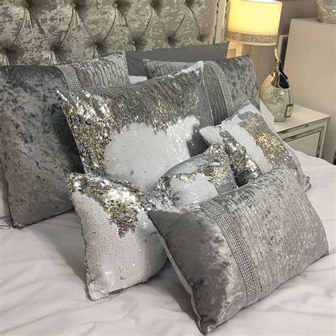 Silver And White Mermaid Sequin Cushion Large Picture Perfect Home