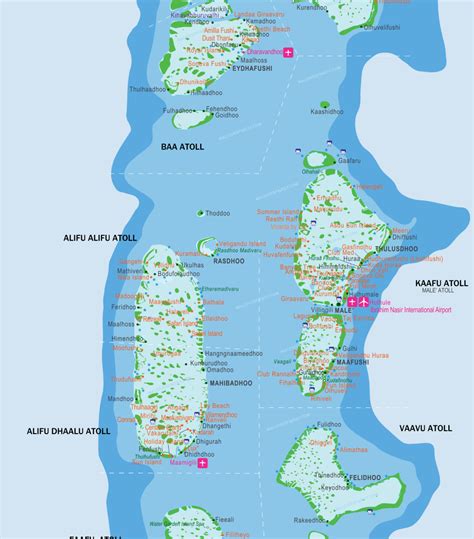Maldives Map With Resorts Airports And Local Islands