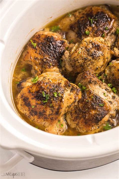 Slow Cooker Chicken Thighs The Recipe Rebel Southern Jordan