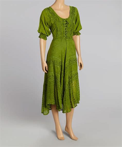 green peasant dress