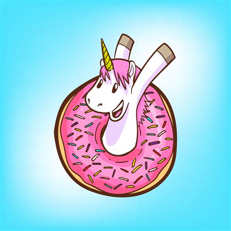 Kawaii Unicorn Donut Drawing