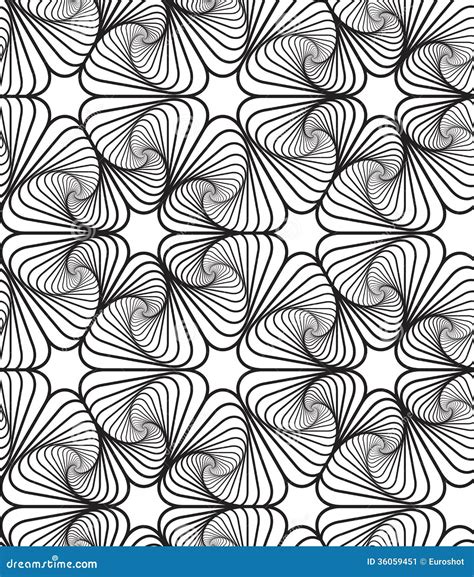 Black And White Op Art Design Vector Seamless Pattern Background Stock