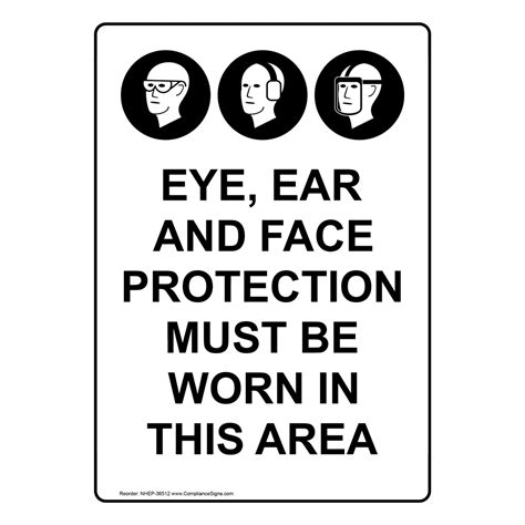 Portrait Eye Ear And Face Protection Sign With Symbol Nhep 36512