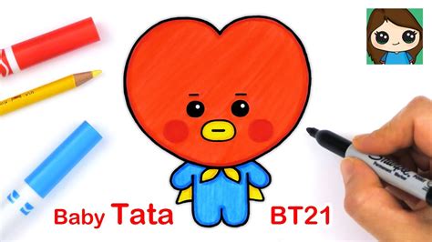 How To Draw Bt21 Baby Tata Bts V Persona Youtube