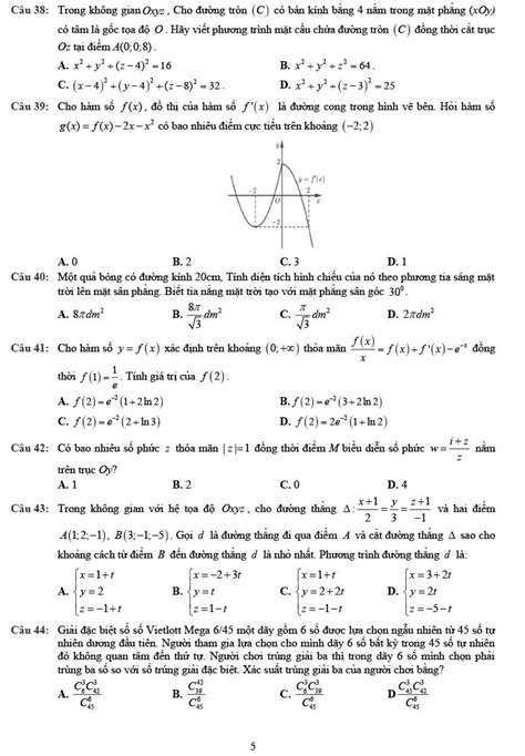 Đề thi tốt nghiệp thpt quốc gia năm 2021 môn toán. Đề thi thử THPT Quốc gia 2021 môn Toán Đô Lương 1 có đáp án