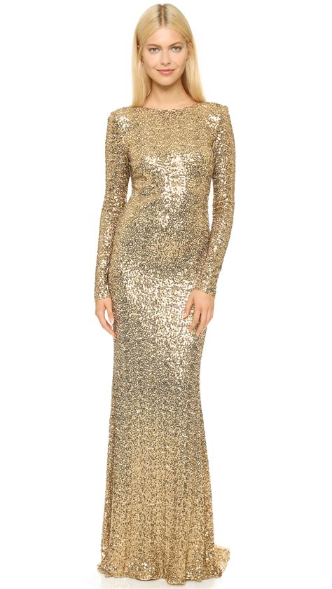Formal Dress Coldwater Creek Gold Sequin Long Sleeve Evening Dress Nwt Munimoro Gob Pe