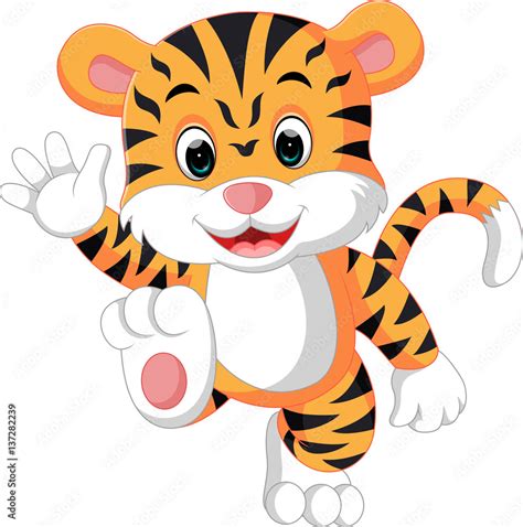 Cute Tiger Cartoon Stock Vector Adobe Stock