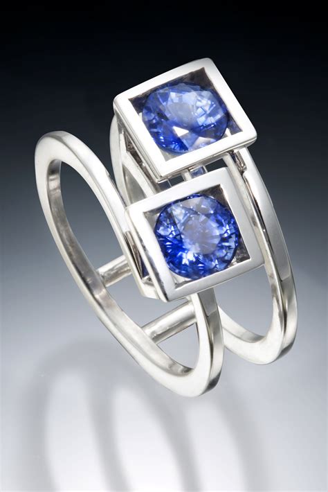 Ring 727 Blue Sapphires In 18kt White Gold Michael Alexander Jewelry