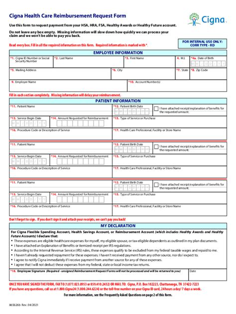 2021 2024 Cigna Health Care Reimbursement Request Form Fill Online