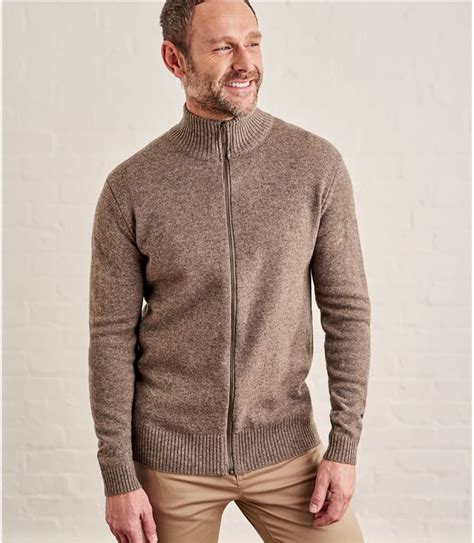 Vole Marl Mens Lambswool Lincoln Zipper Cardigan Woolovers Us