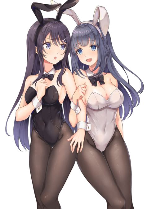 Rgrey00 Makinohara Shouko Sakurajima Mai Seishun Buta Yarou Black Legwear Absurdres