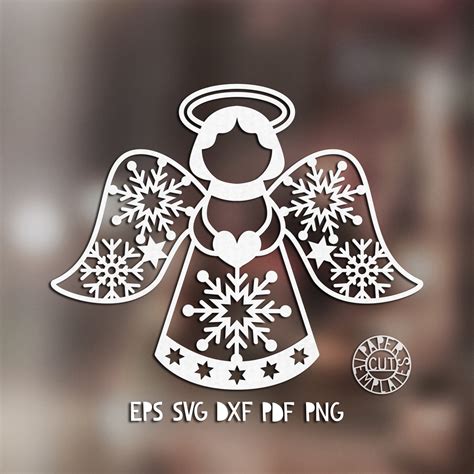 Svg Christmas Snow Angel Snowflake Angel For Paper Cutting Etsy