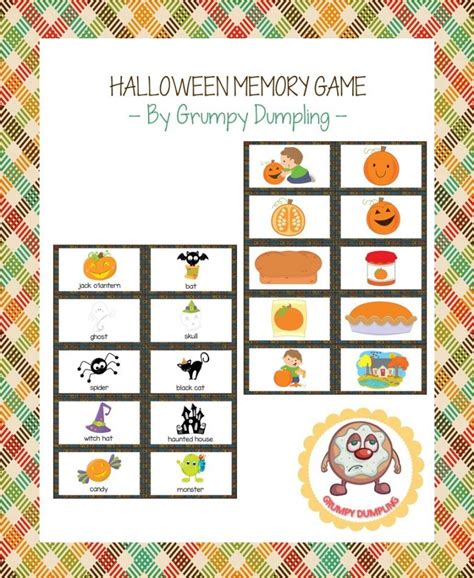 Halloween Memory Game With And Without Text Memory Games Halloween
