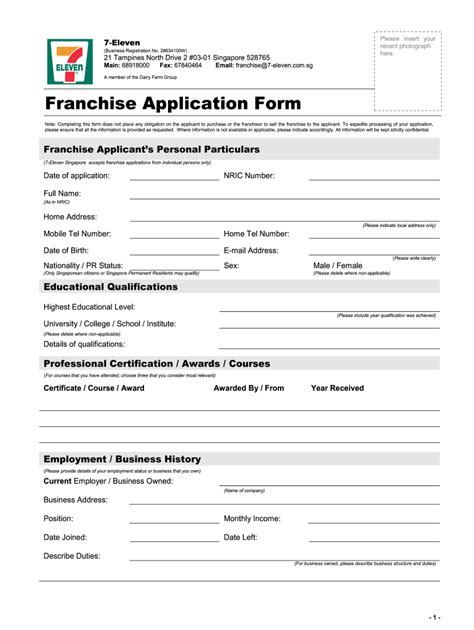 Sg 7 Eleven Franchise Application Form Fill And Sign Printable