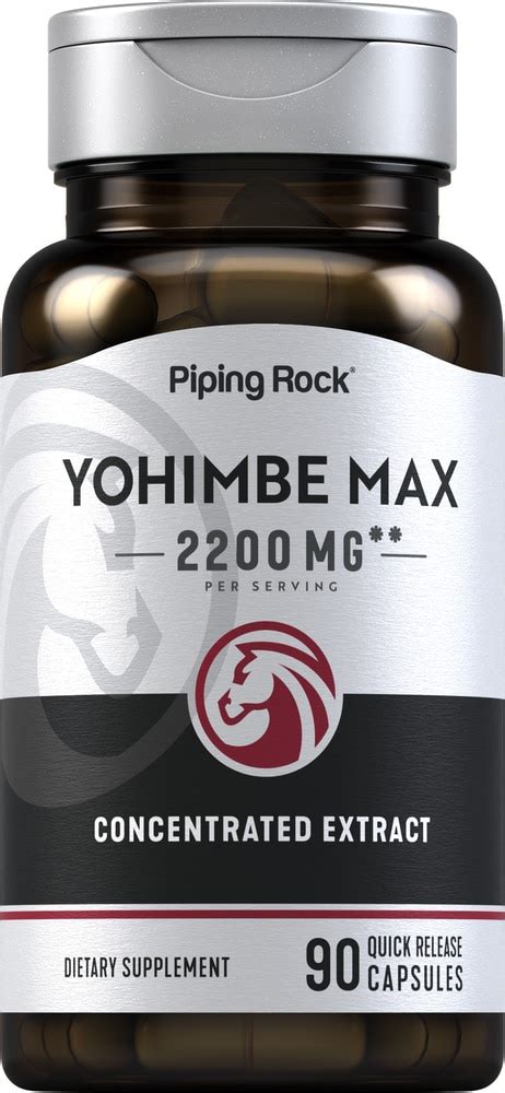 Yohimbe Max 2200 90 Capsules Extract Benefits Pipingrock Health