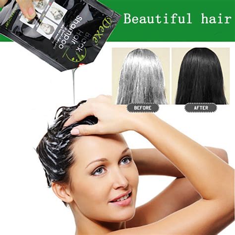 Wash in lukewarm to make the color last longer. Portable 2in1 One Wash Black Dyed Black Hair Shampoo White ...