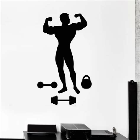 Wall Decal Muscled Man Bodybuilding Fitness Gym Sports Vinyl Stickers