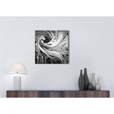 Black White Grey Swirls Modern Abstract Canvas Wall Art