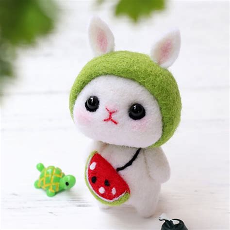 Little White Rabbit Wool Felt Novice Material Kithandmade Etsy
