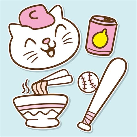 Premium Vector Funny Objects Hand Drawn Sticker Set