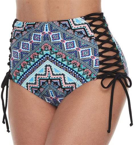 mix and match mosaic lace up high waisted bikini bottoms high waisted bikini high waisted