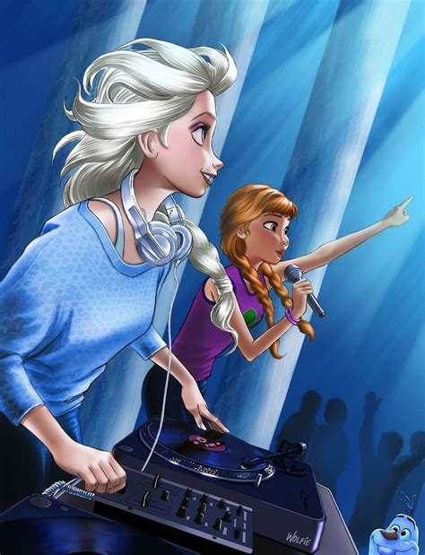 Dj Elsa And Mc Anna Frozen Fan Art Disney Princess Art Disney Frozen