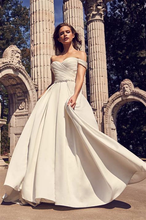 Draped Sleeve Ball Gown Wedding Dress Style 2243 Mikaella Bridal